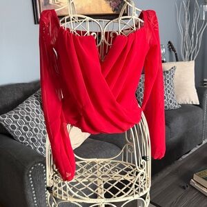 Windsor Vibrant Red Wrap Blouse